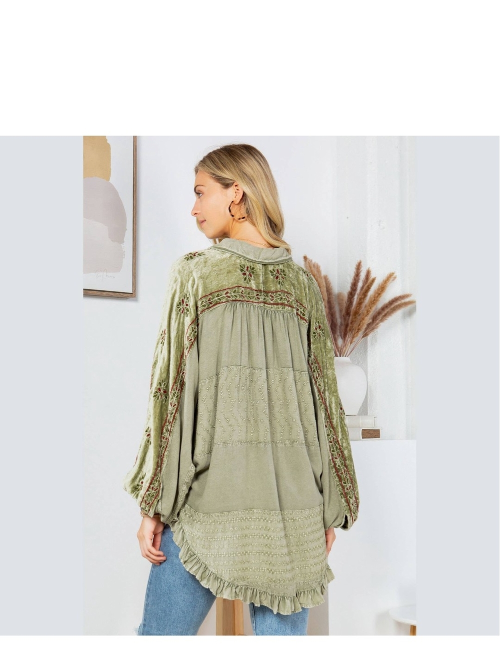 Young Threads Touch Of Boho Button Down Blouse